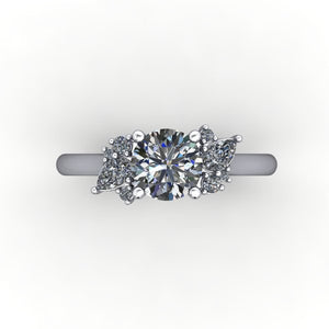 Zoe Asymmetric Cluster Solitaire Engagement Ring (setting only)