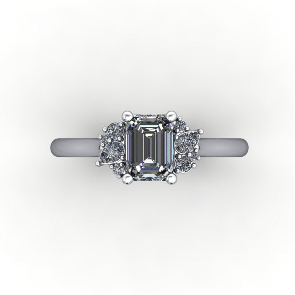 Zoe Asymmetric Cluster Solitaire Engagement Ring (setting only)